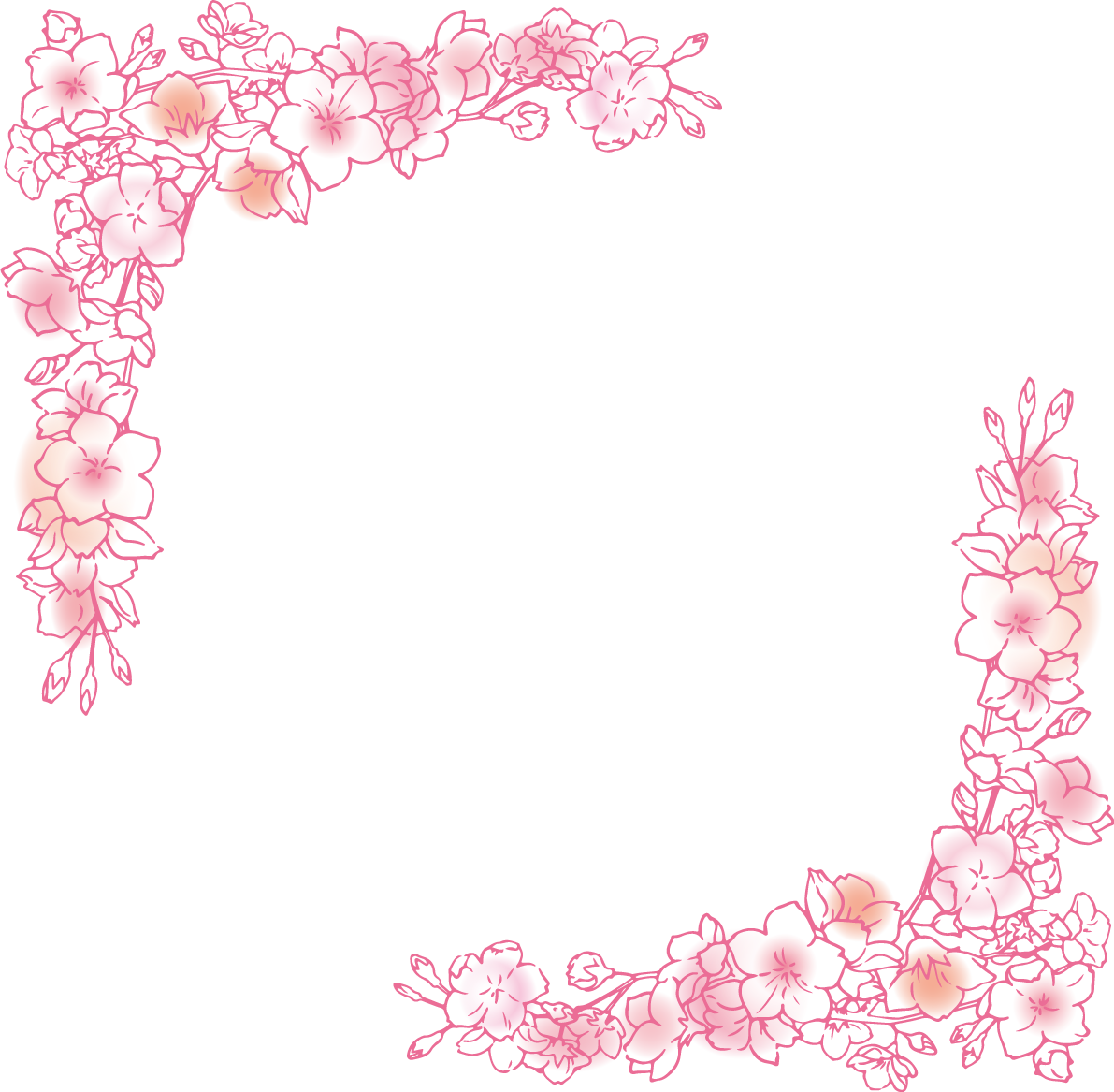 フレーム枠・角斜め 桜イラスト無料 フリー88621に写真・文字を入れる