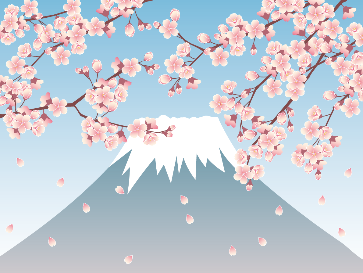 富士山 桜イラスト無料 フリー88648に写真・文字を入れる