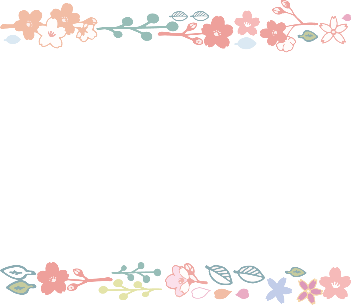 北欧風・上下 桜 フレーム枠イラスト無料 フリー88651に写真・文字を入れる