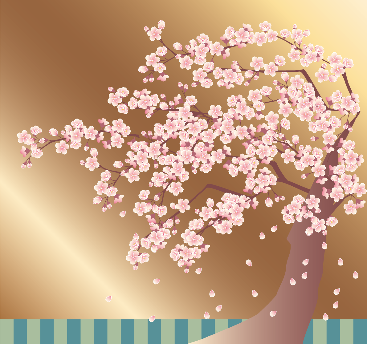 屏風 桜 背景イラスト無料 フリー88657に写真・文字を入れる