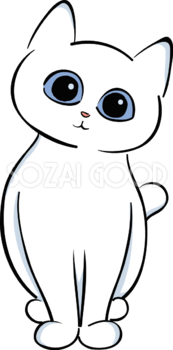 かわいい白猫イラスト おすわり 無料 フリー88662