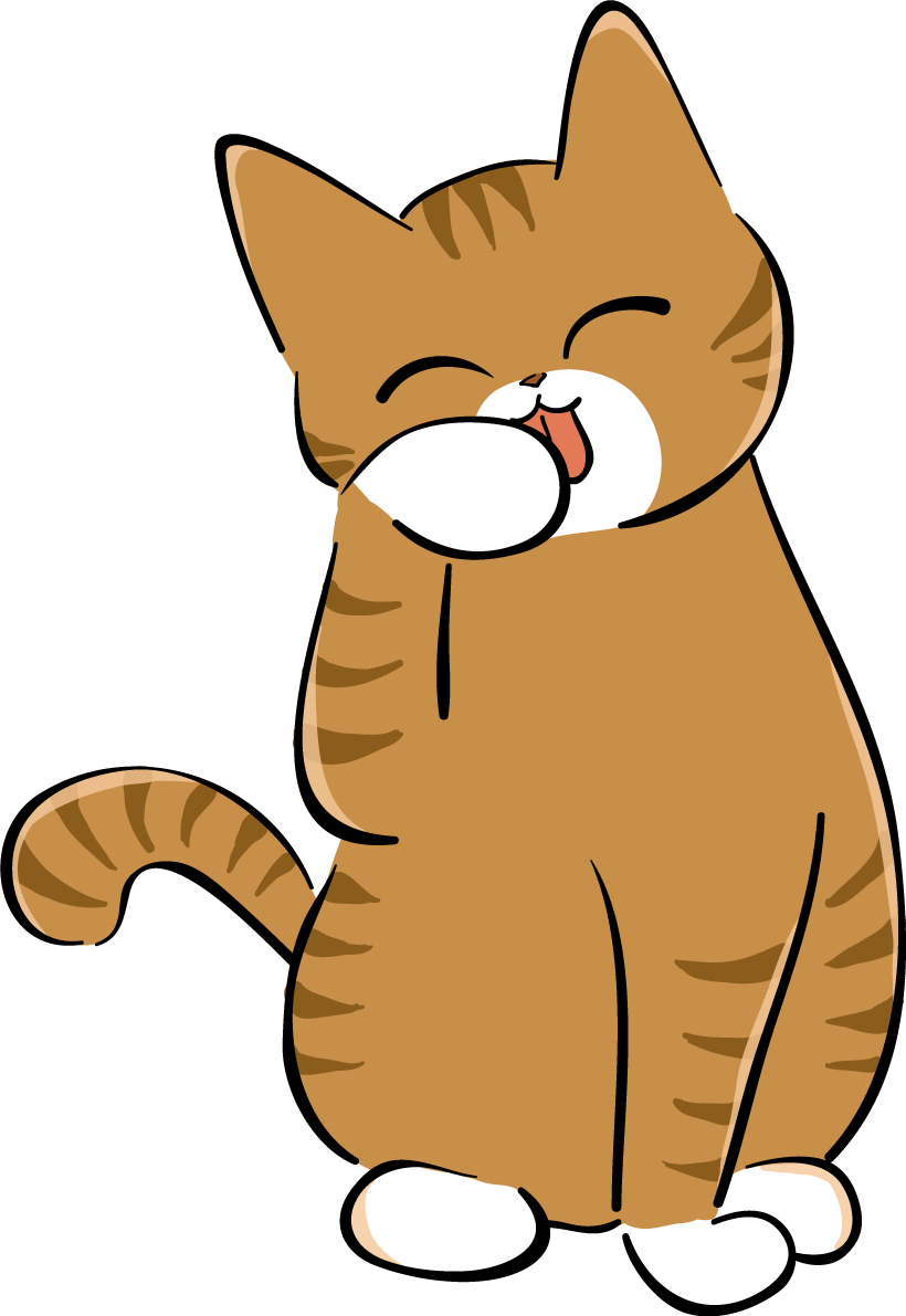かわいい茶トラ猫イラスト グルーミング 無料 フリー88667に写真・文字を入れる