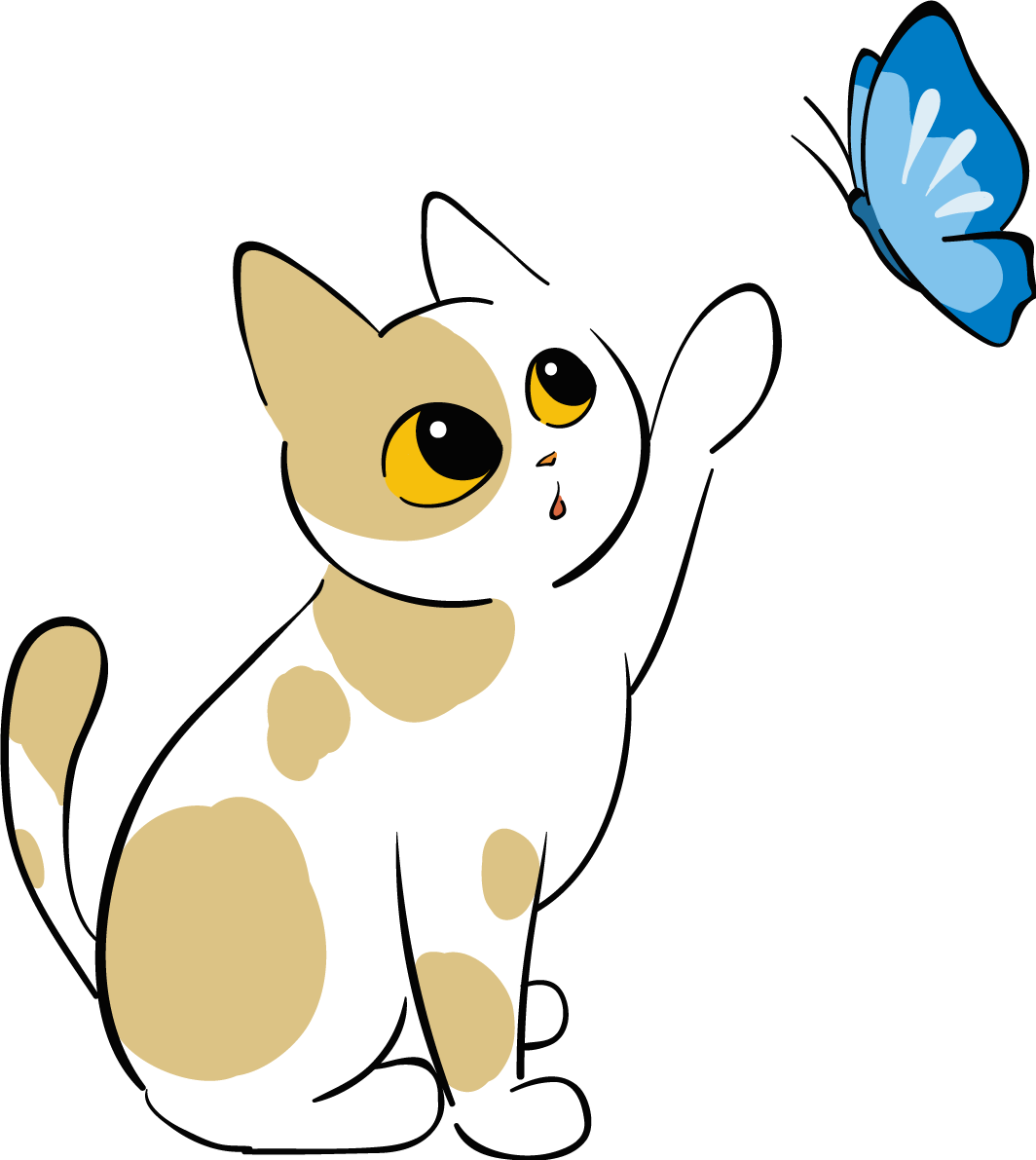 かわいい猫イラスト 蝶々 無料 フリー88700に写真・文字を入れる