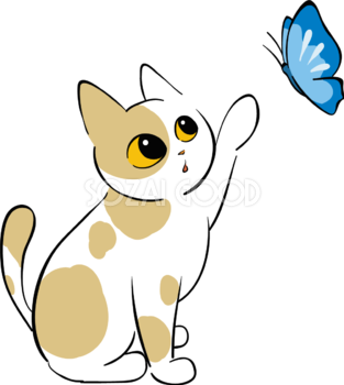 かわいい猫イラスト 蝶々 無料 フリー88700