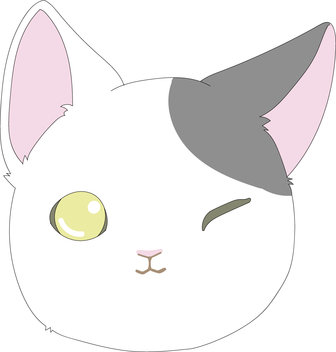 ウインク かわいい猫イラスト無料 フリー88711に写真・文字を入れる