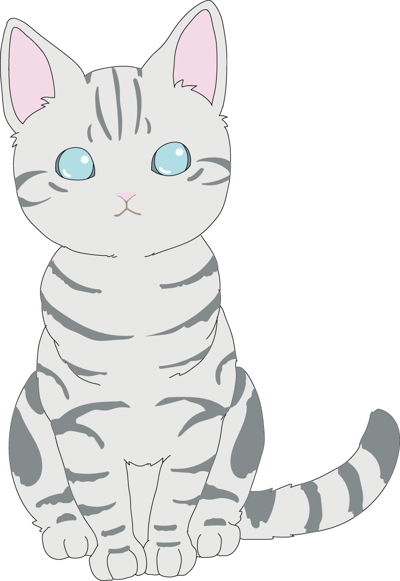 おすわり かわいいグレートラ猫イラスト無料 フリー88712に写真・文字を入れる