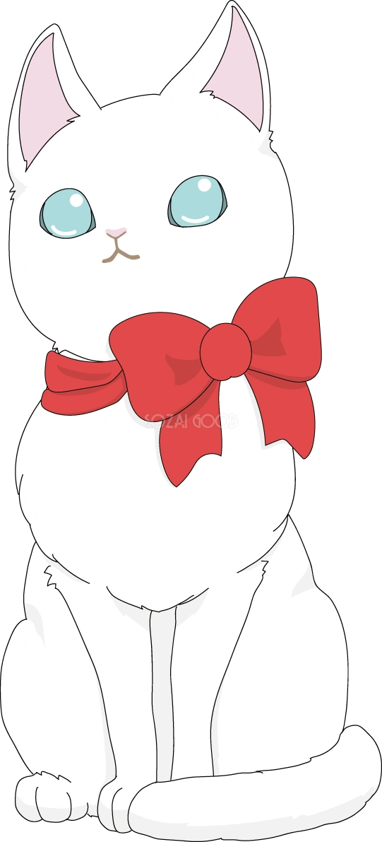 リボン かわいい猫イラスト無料 フリー88726