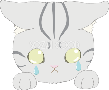 泣く かわいい猫イラスト無料 フリー88731