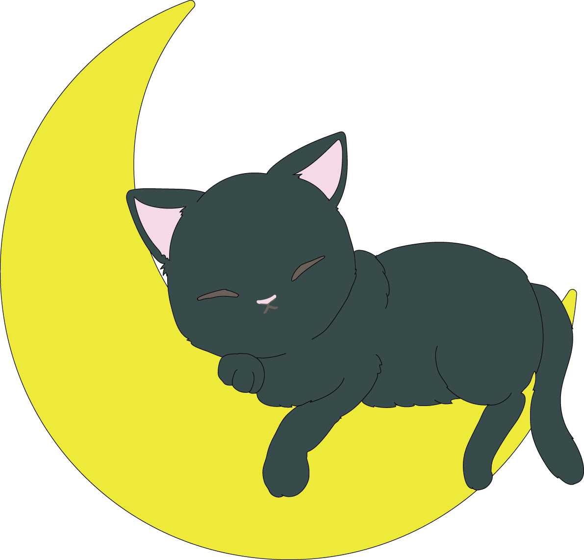 月と寝ている かわいい猫イラスト無料 フリー88734に写真・文字を入れる