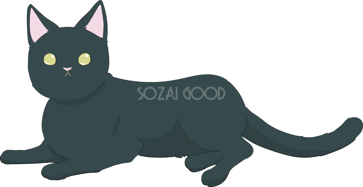 黒猫座る かわいい猫イラスト無料 フリー88738
