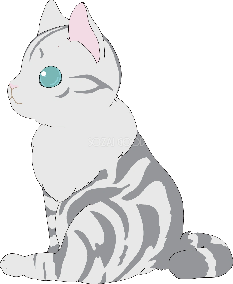 座る かわいいグレートラ猫イラスト無料 フリー88739