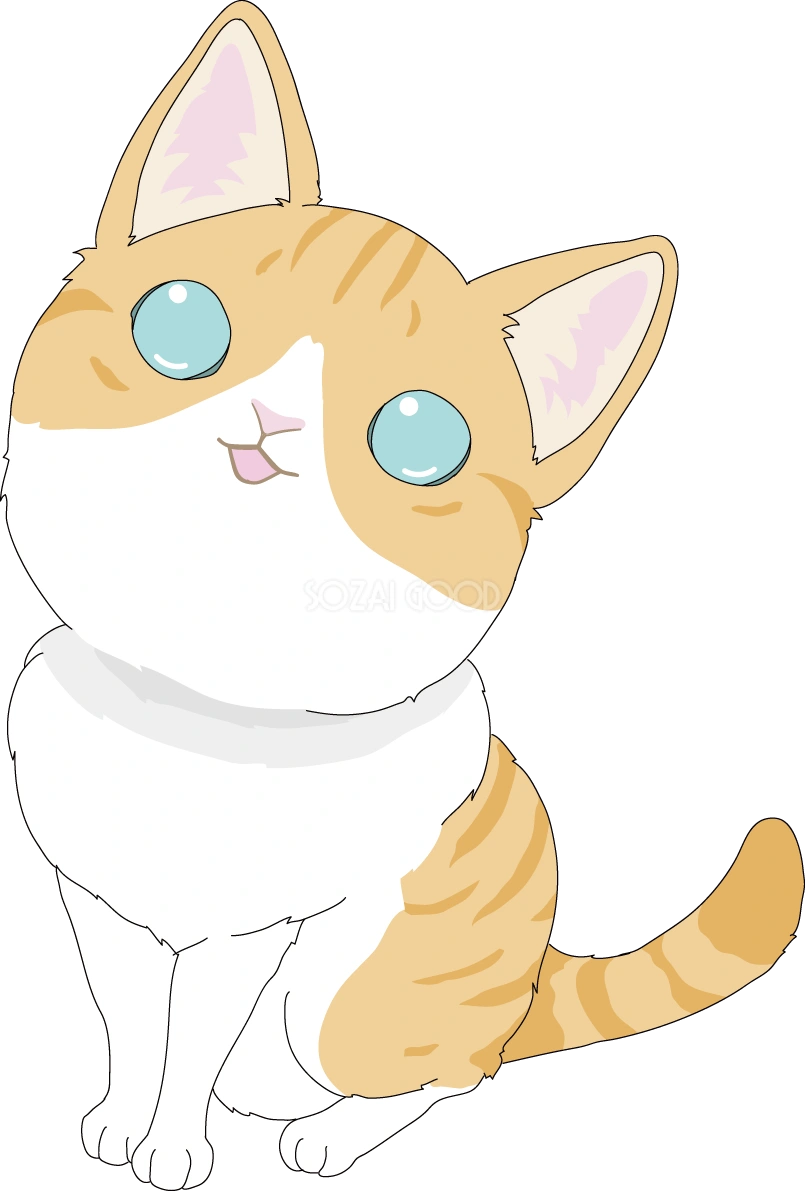 上から かわいい茶トラ猫イラスト無料 フリー88741