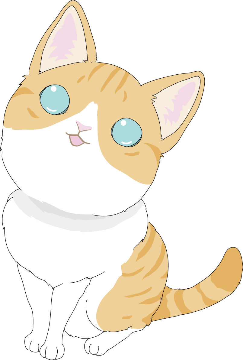 上から かわいい茶トラ猫イラスト無料 フリー88741に写真・文字を入れる