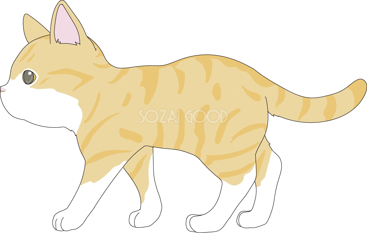 歩く かわいい猫イラスト無料 フリー88753