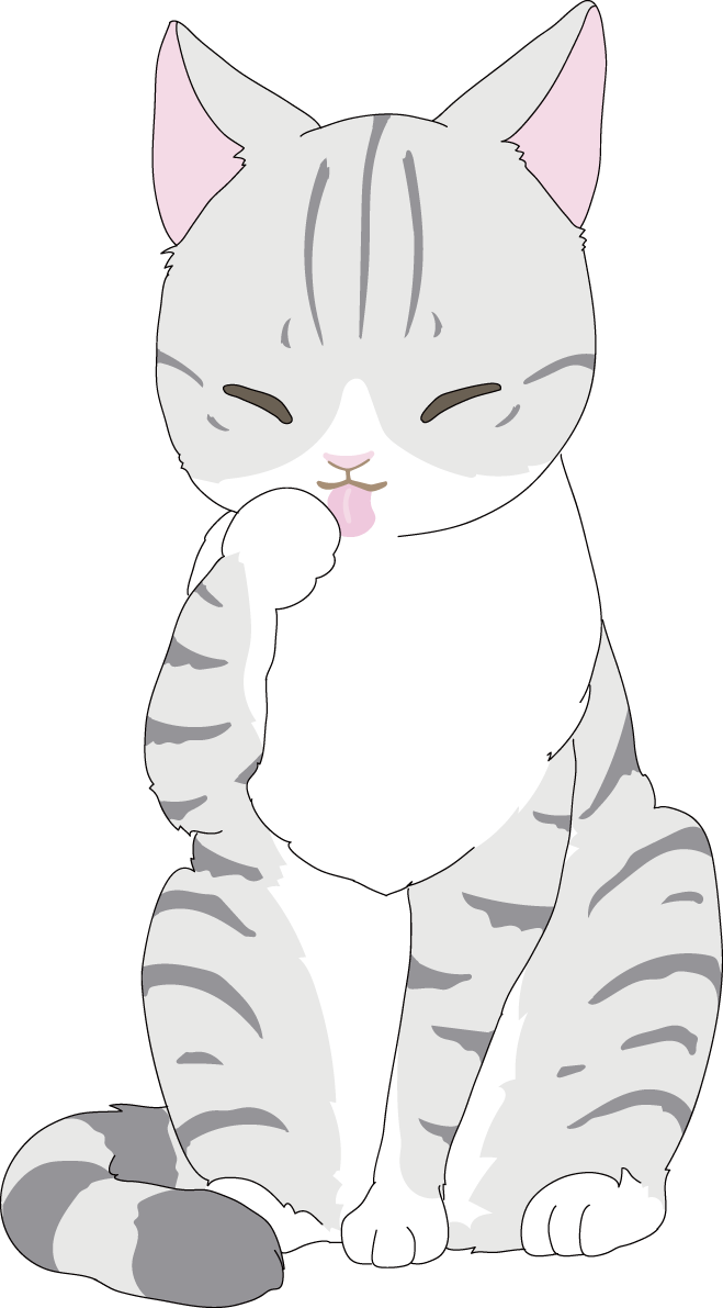 毛づくろい かわいい猫イラスト無料 フリー88754に写真・文字を入れる