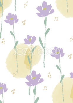 おしゃれふんわりイエローと紫の花 ボタニカル 背景イラスト 縦長方形 無料 フリー88770