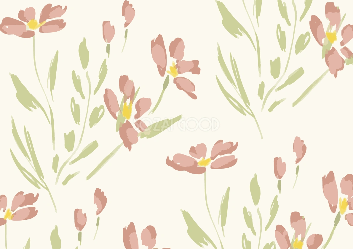 おしゃれペイントタッチピンクの花畑 ボタニカル 背景イラスト無料 フリー88772
