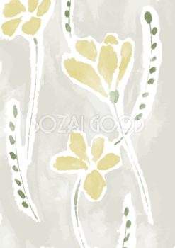 おしゃれペイント黄色の花 ボタニカル 背景イラスト 縦長方形 無料 フリー88773