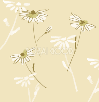 手描きタッチ白い花の柄 ボタニカル 背景イラスト無料 フリー88796