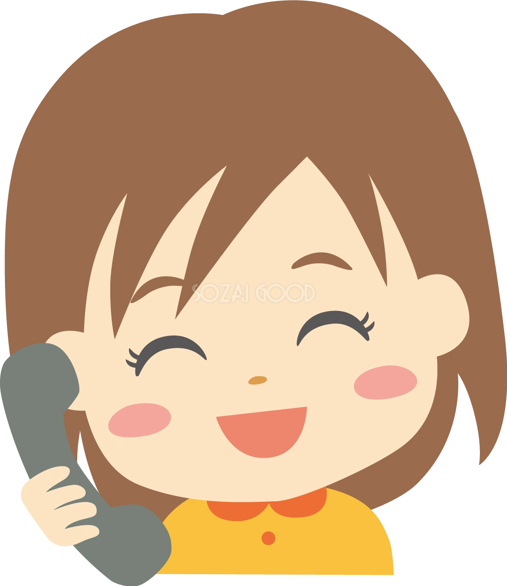 電話 女の子 笑顔イラスト無料 フリー88813