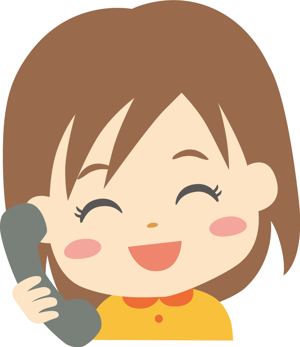 電話 女の子 笑顔イラスト無料 フリー88813に写真・文字を入れる
