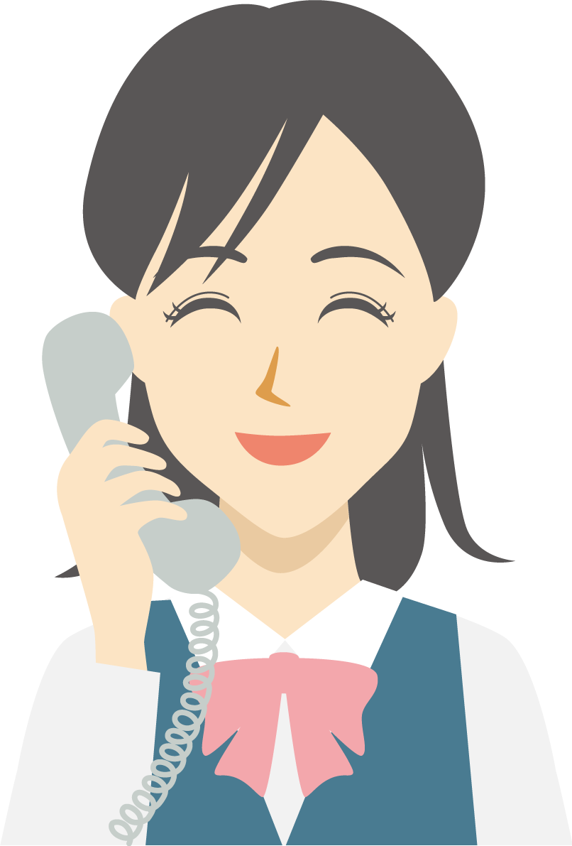 電話 女性 OL 笑顔イラスト無料 フリー88814に写真・文字を入れる