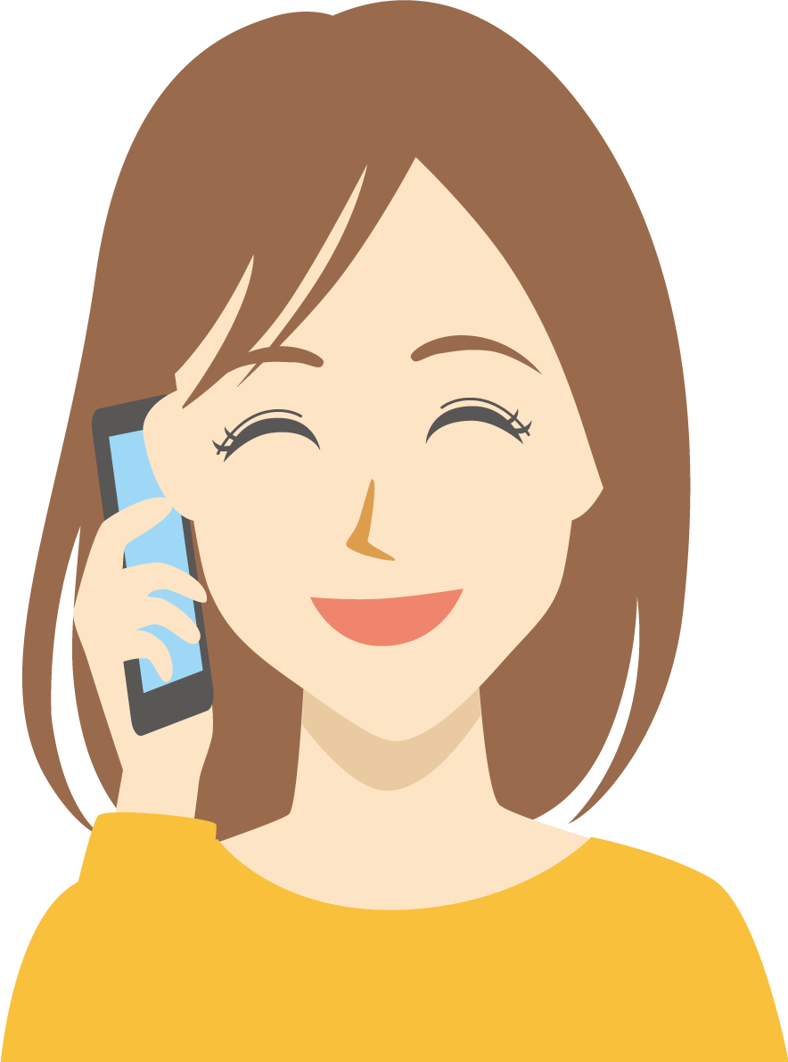 電話 スマホ 女性 笑顔イラスト無料 フリー88815に写真・文字を入れる