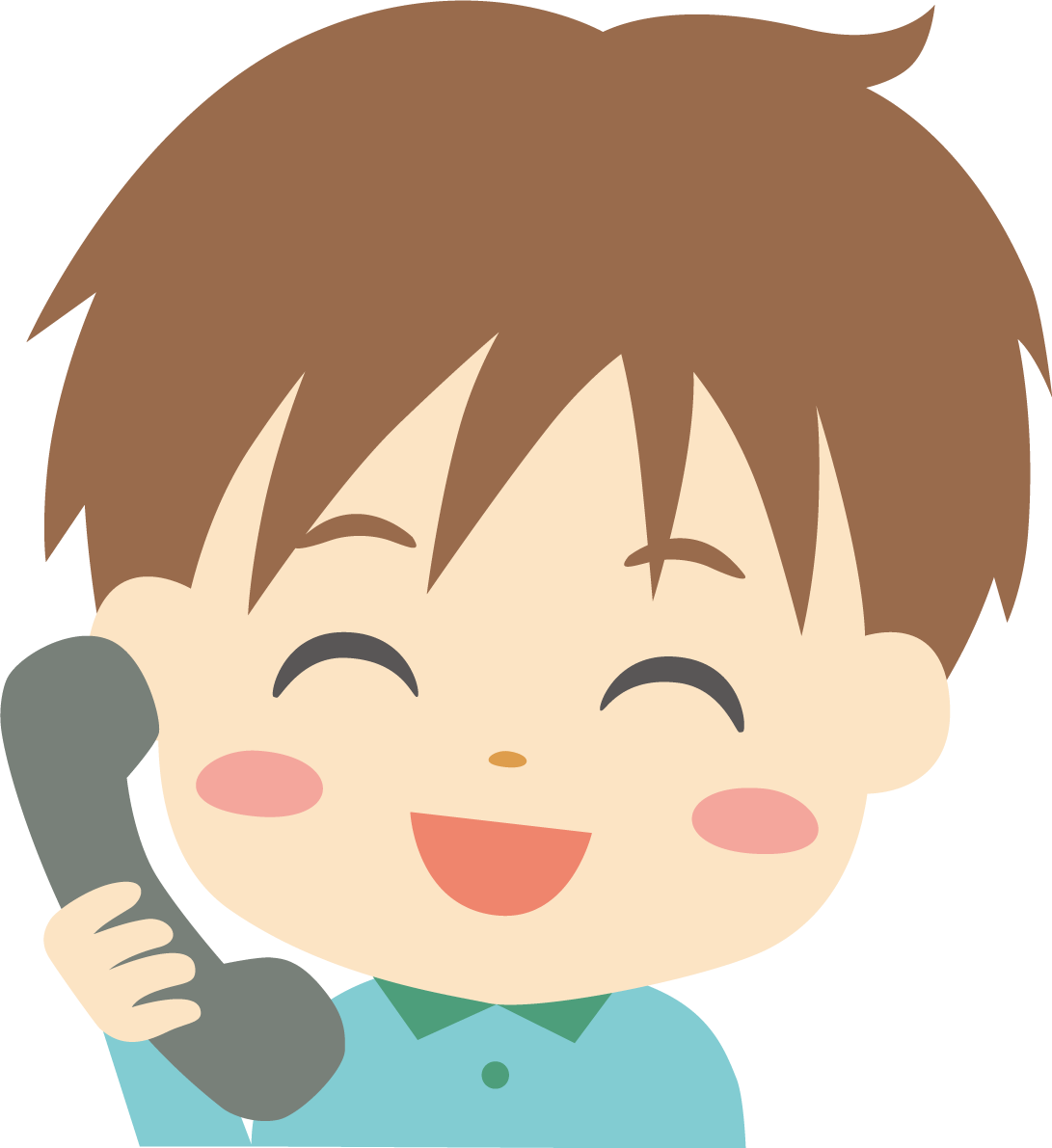 電話 男の子 笑顔イラスト無料 フリー88816に写真・文字を入れる