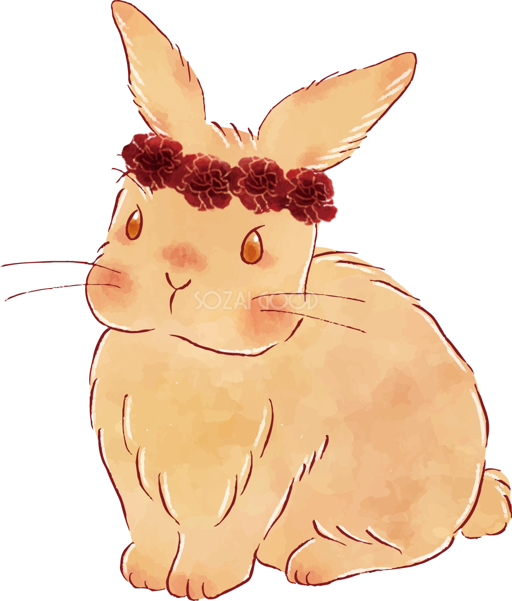 母の日 カーネーション 花冠 うさぎ かわいい イラスト無料 フリー88895