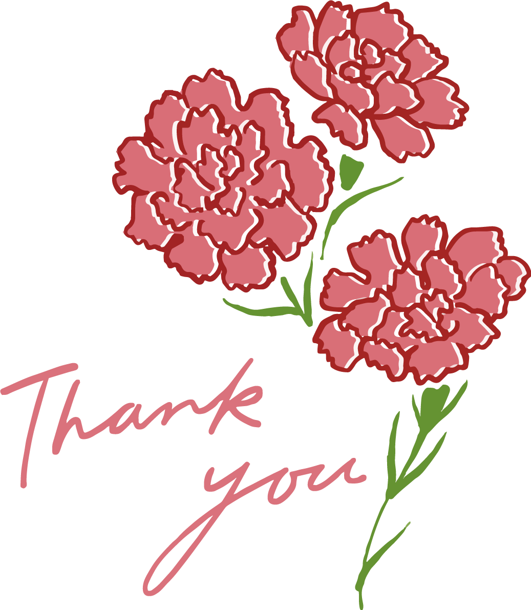 母の日カーネーションロゴ（文字）ThankYouおしゃれイラスト無料 フリー88916に写真・文字を入れる