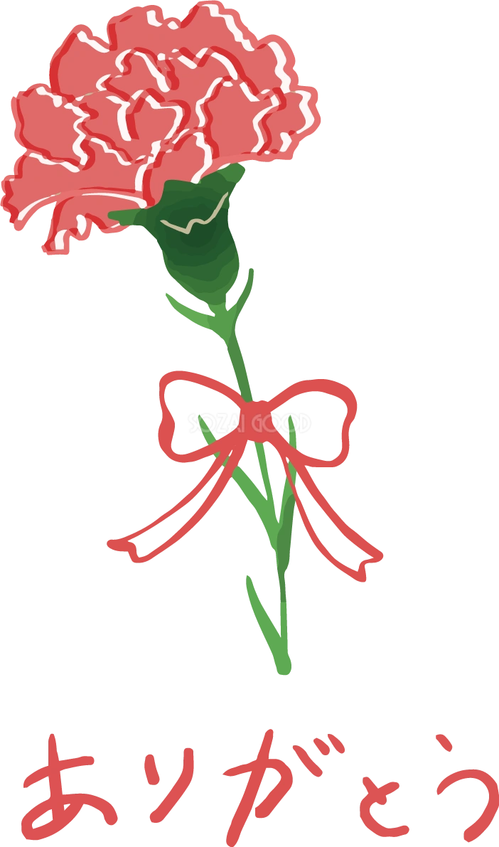 母の日カーネーションロゴ(文字)ありがとう かわいいイラスト無料 フリー88918