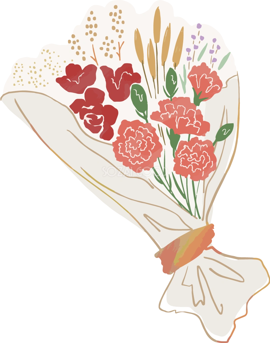 母の日カーネーション花束かわいいイラスト無料 フリー88925