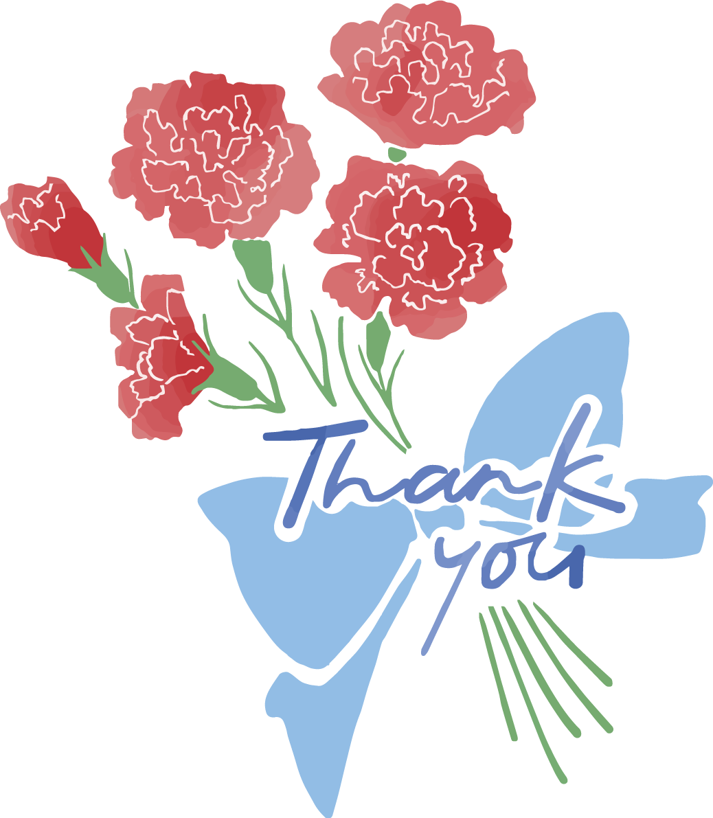 母の日 カーネーション 花束 ロゴ（文字）青 Thankyou おしゃれイラスト無料 フリー88927に写真・文字を入れる