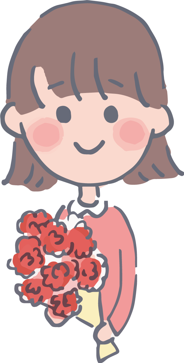 母の日 カーネーション持つ 女の子 かわいいイラスト無料 フリー88931に写真・文字を入れる