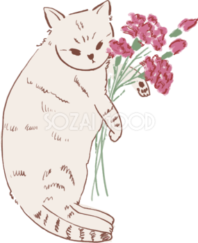 母の日 カーネーション 猫 かわいいイラスト無料 フリー88935
