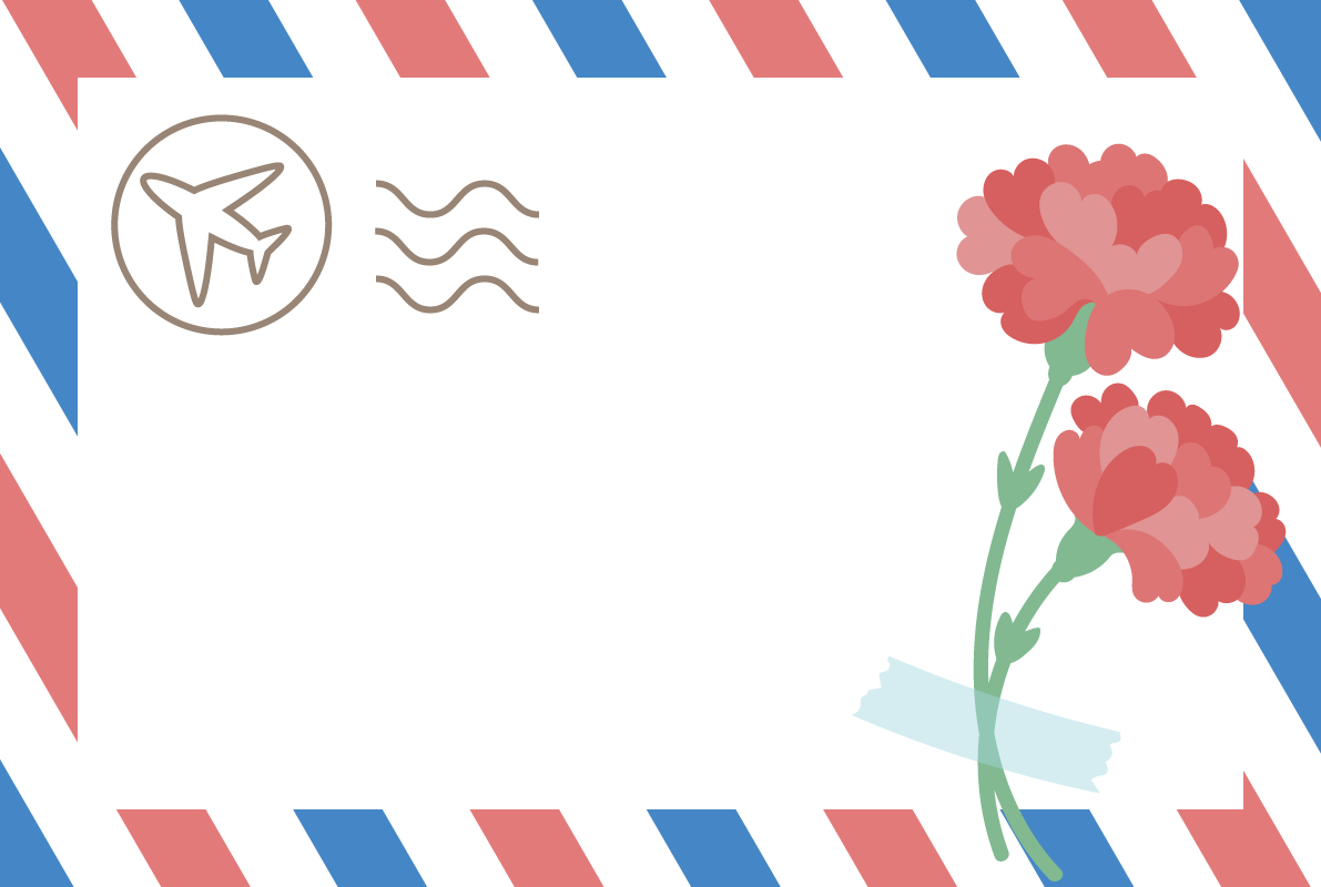 母の日 カーネーション お手紙 かわいい イラスト無料 フリー88955に写真・文字を入れる