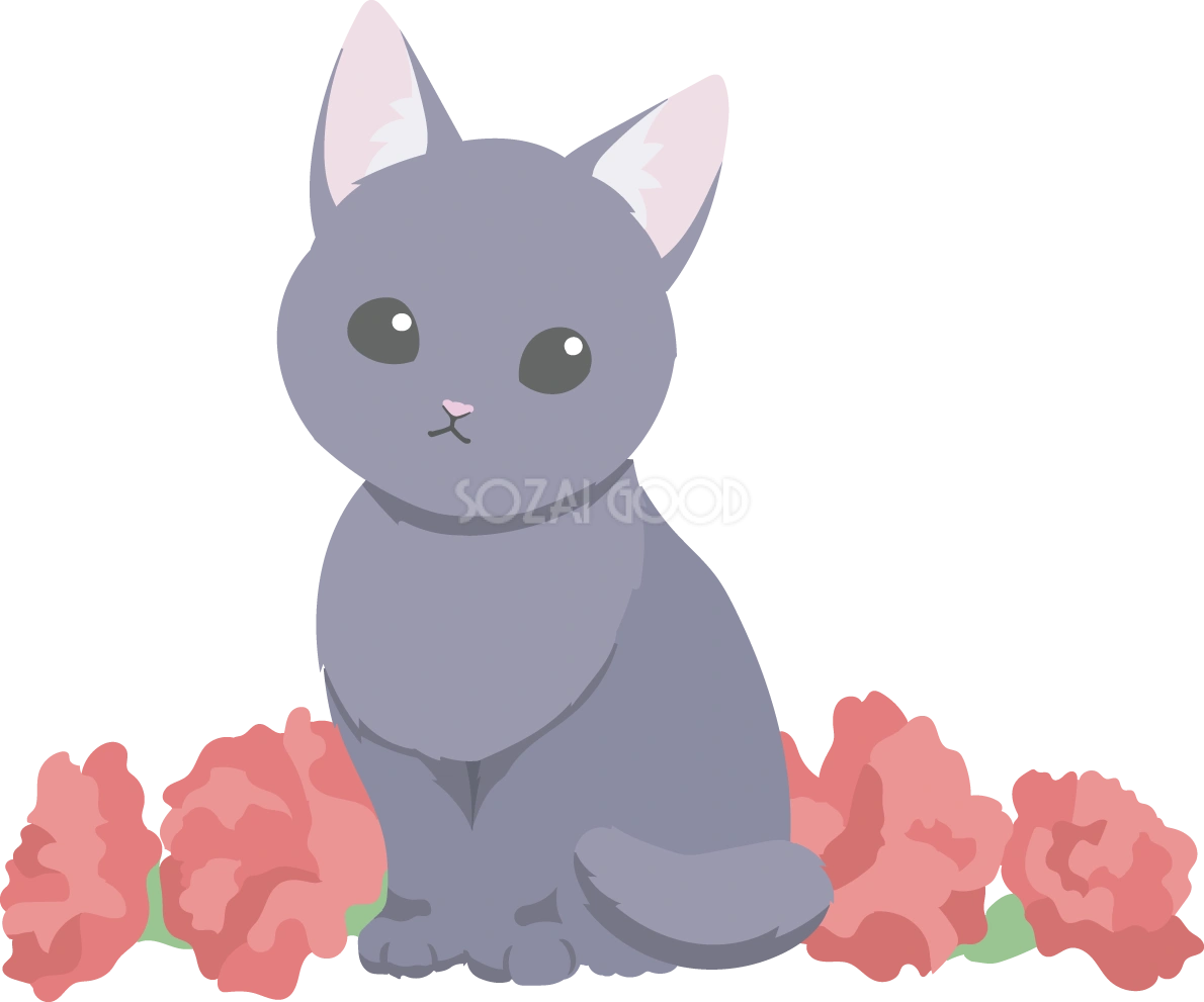 母の日 カーネーション 猫 かわいい イラスト無料 フリー88974