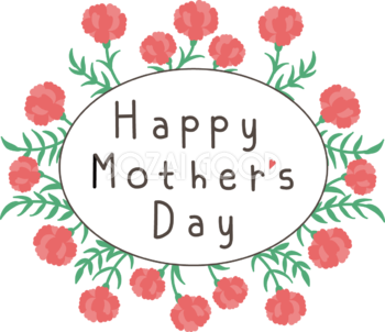 母の日 カーネーション ロゴ(文字) Happy Mother's Day  おしゃれ イラスト無料 フリー88980