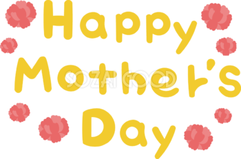 母の日 カーネーション ロゴ(文字) Happy Mother's Day  かわいい イラスト無料 フリー88981