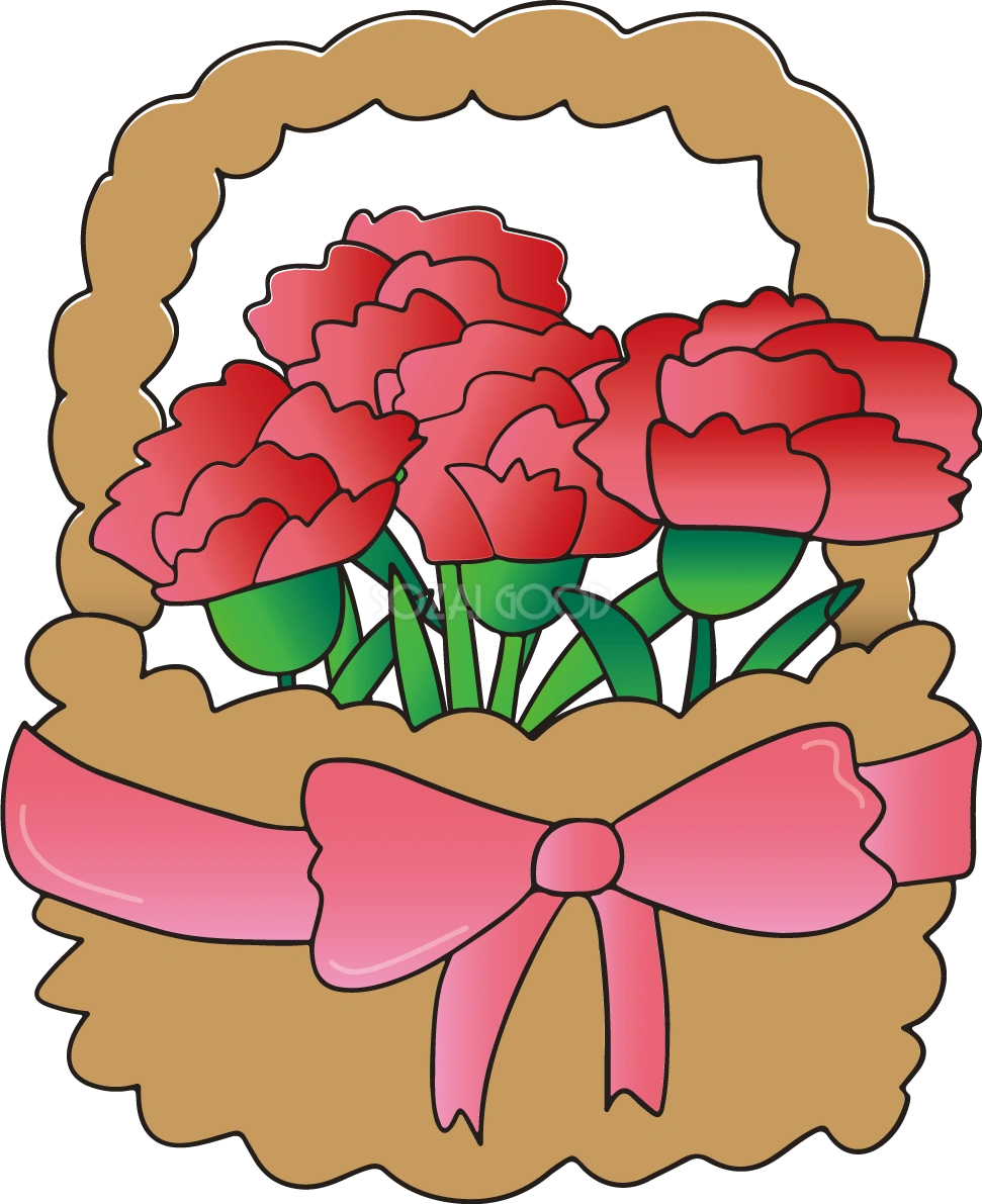 母の日 カーネーション バスケット かわいい イラスト無料フリー88990