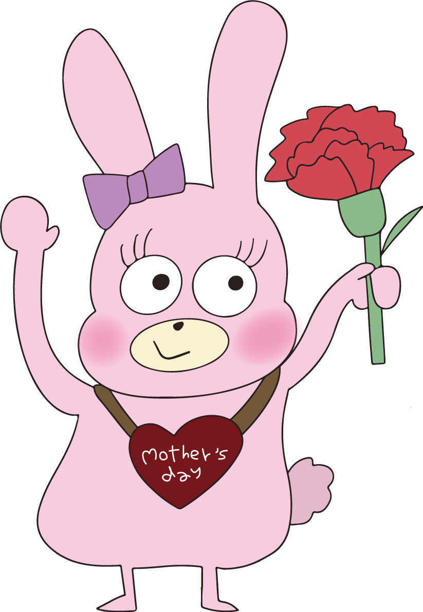 母の日 カーネーション うさぎ かわいい イラスト無料フリー88997に写真・文字を入れる
