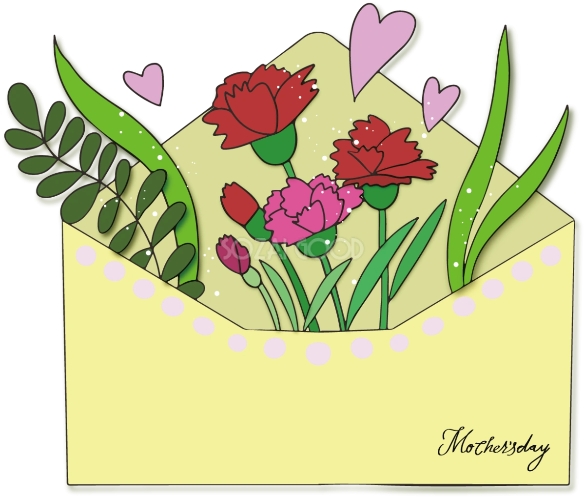 母の日 カーネーション お手紙 かわいい イラスト無料フリー88998