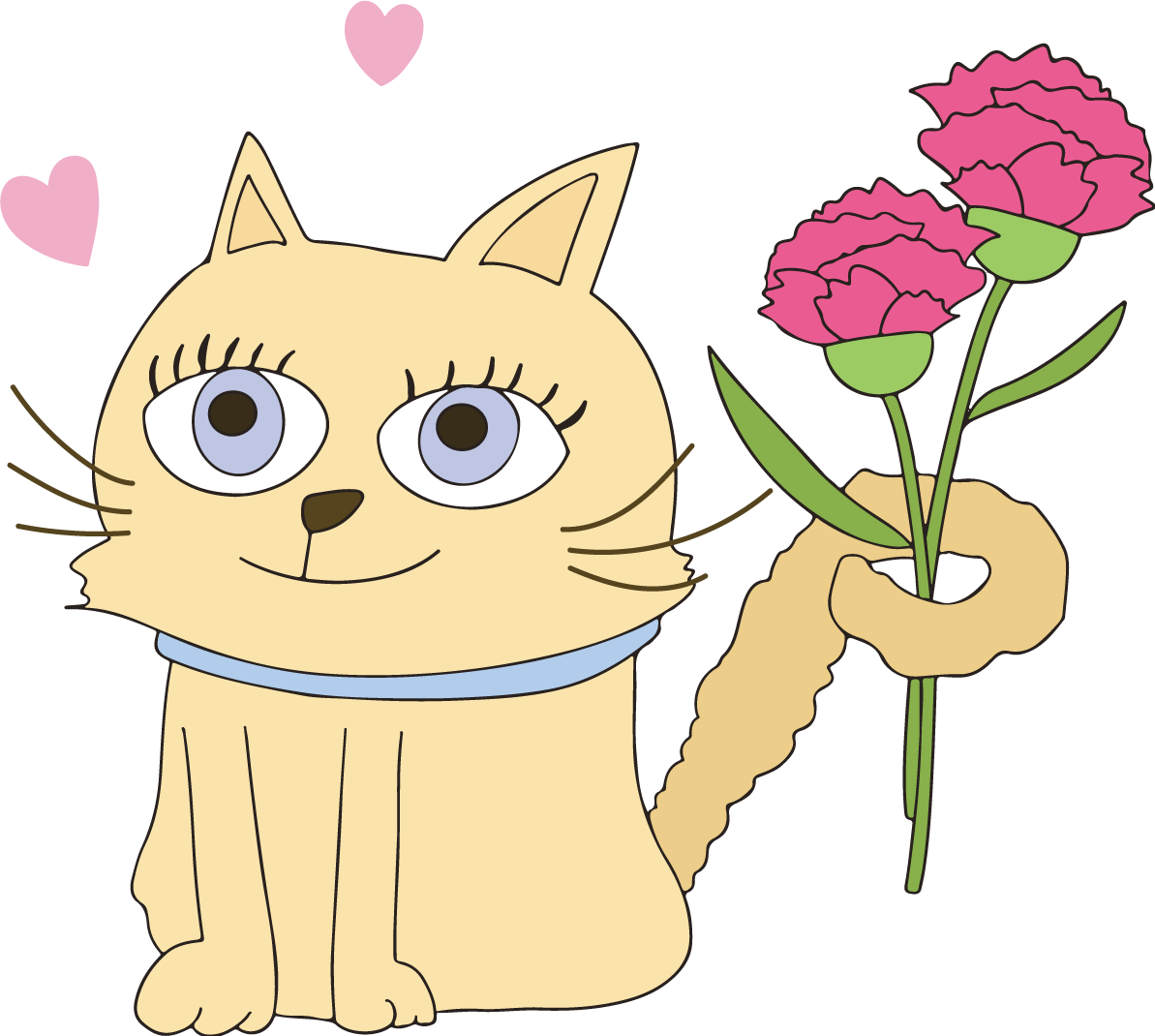 母の日 カーネーション 猫 かわいい イラスト無料フリー89031に写真・文字を入れる