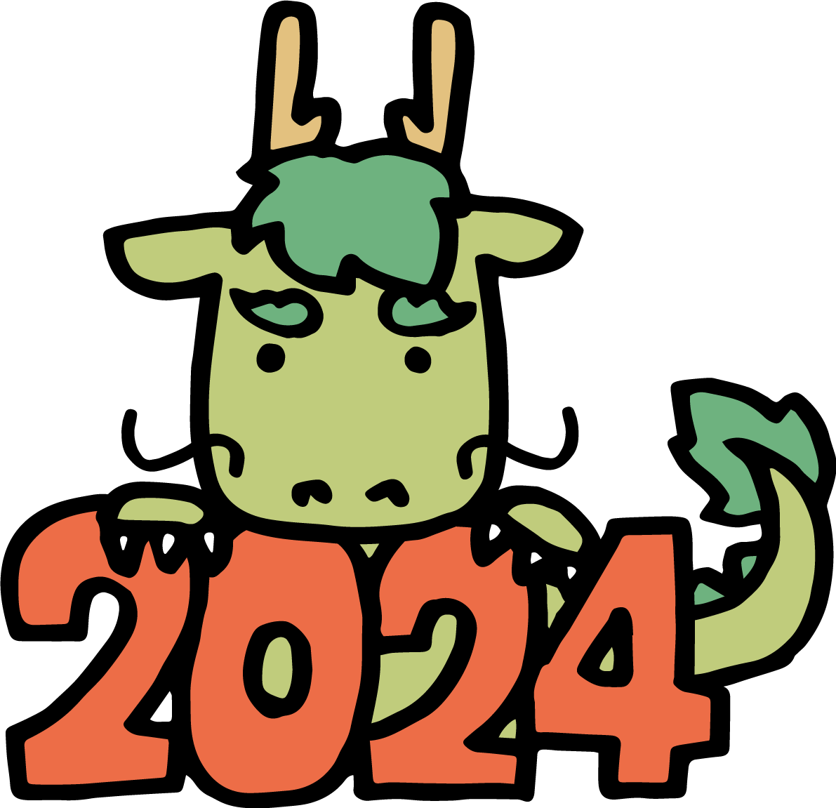 2024の上から顔を出すかわいい龍 辰年ロゴイラスト無料 フリー89040に写真・文字を入れる