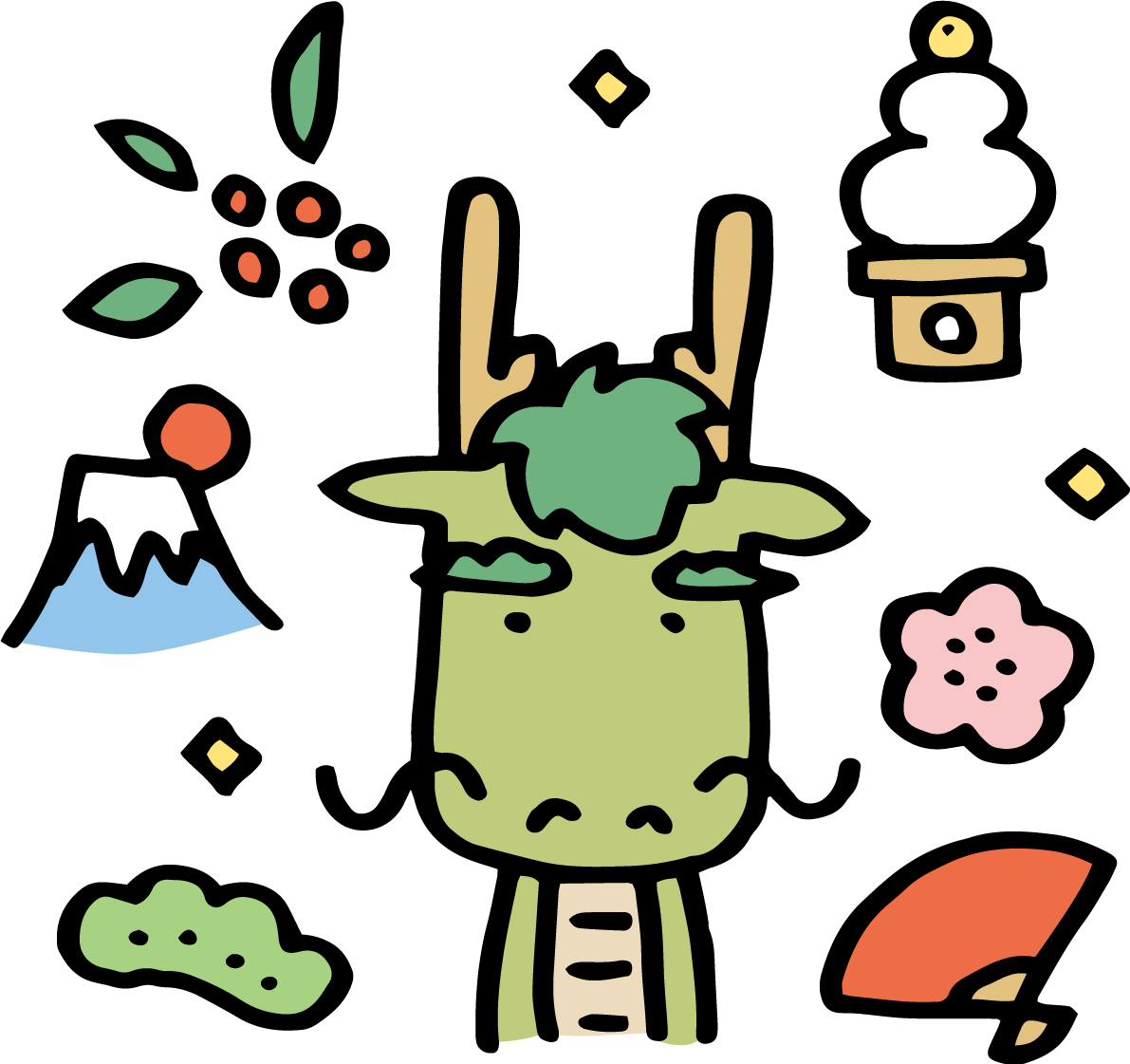 かわいい龍と縁起物 2024 辰年イラスト無料 フリー89047に写真・文字を入れる