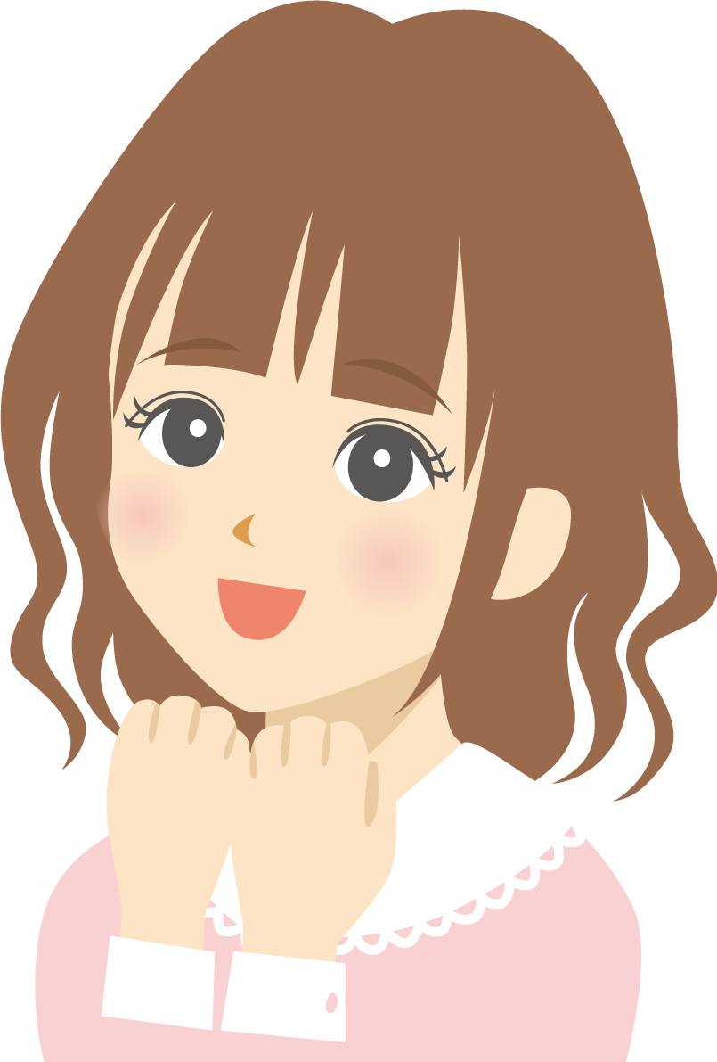 上目遣い 笑顔イラスト無料 フリー89082に写真・文字を入れる