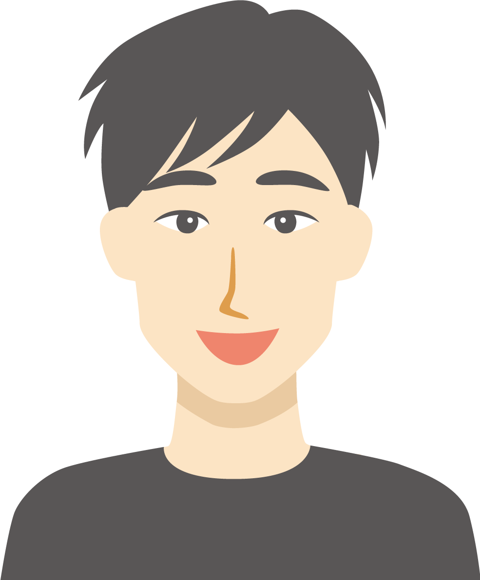 正面 男性 笑顔イラスト無料 フリー89084に写真・文字を入れる