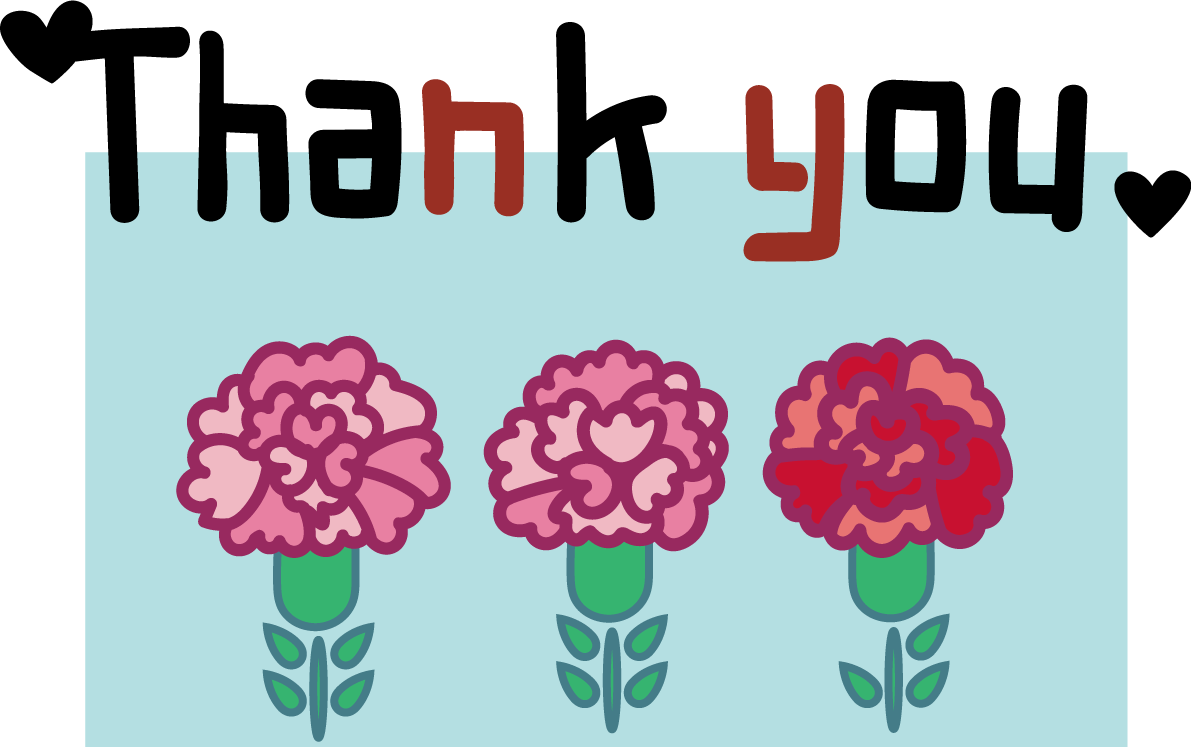 母の日 カーネーション ロゴ Thank You かわいい イラスト無料 フリー89108に写真・文字を入れる