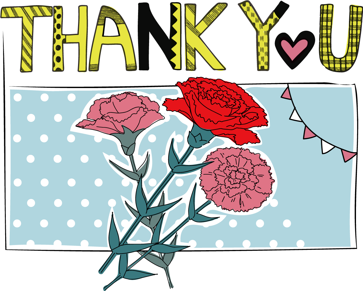 母の日 カーネーション ロゴ  Thank You おしゃれ イラスト無料 フリー89109に写真・文字を入れる
