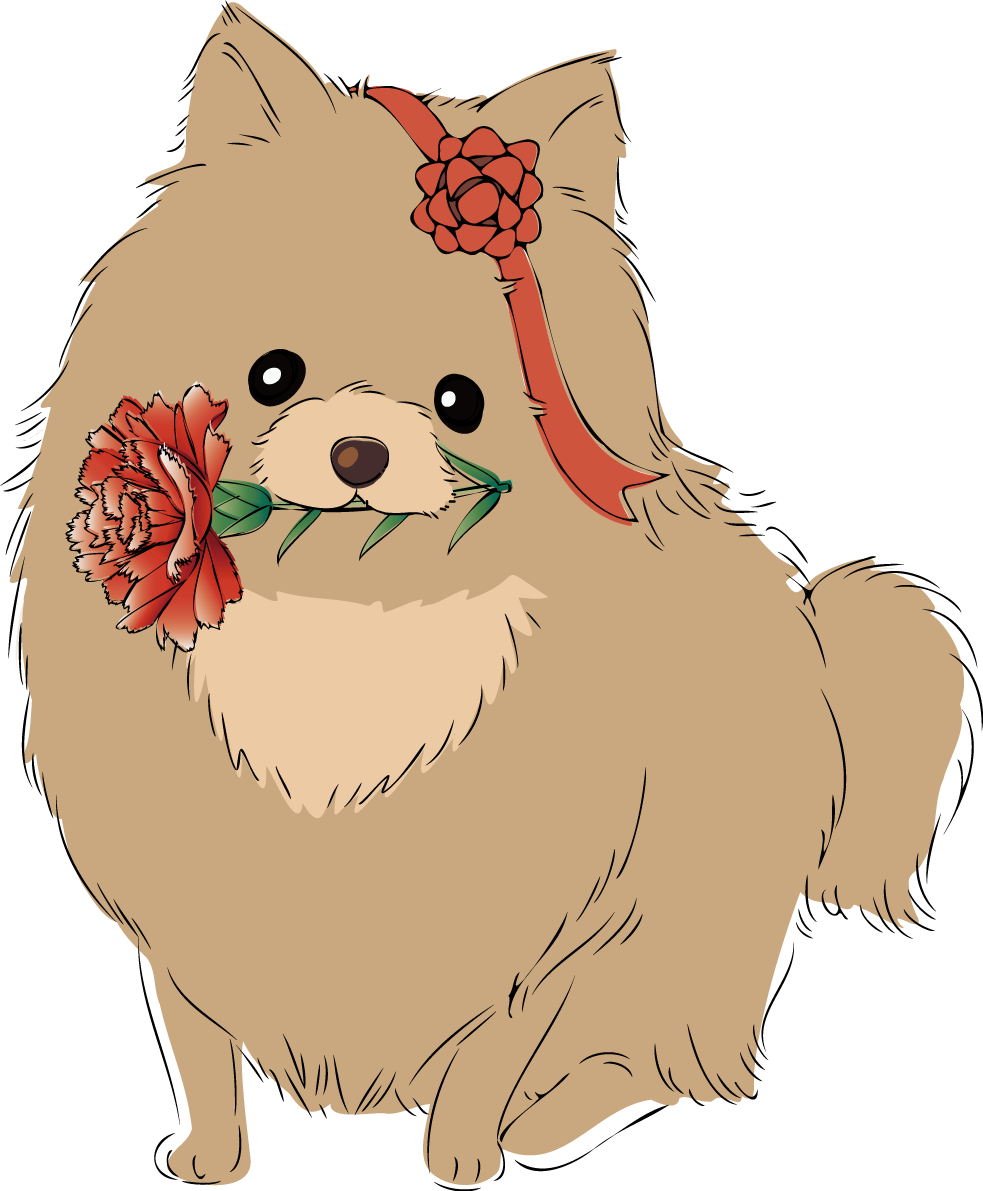 母の日 カーネーション 犬 かわいい イラスト無料 フリー89113に写真・文字を入れる